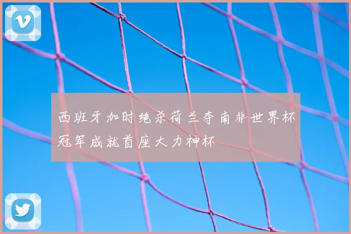 西班牙加时绝杀荷兰夺南非世界杯冠军成就首座大力神杯